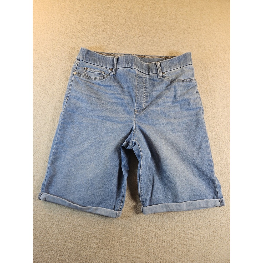 Kim Rogers Women's 14P Petite Pull On Denim Bermuda Shorts Tummy Control